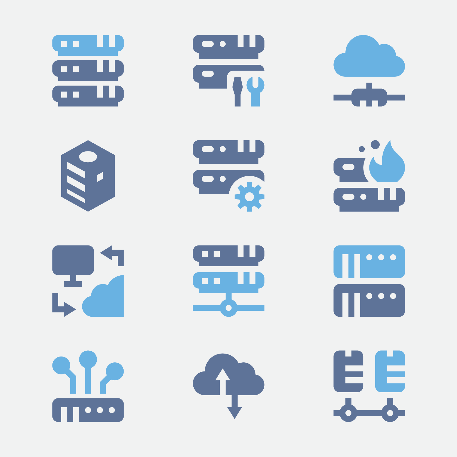 $1+, Server Icons cloud cloud computing cloud server data data center database gpu hardware hosting icons infrastructure network overheating server server cabinet server rack server rack cabinet svg ui vector