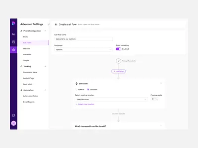 Create Call Funnel Flow Builder Automation automation builder call call center crm flow funnel journey lead management locution marketing nodes pathway portal redirect saas sequence task flow workflow