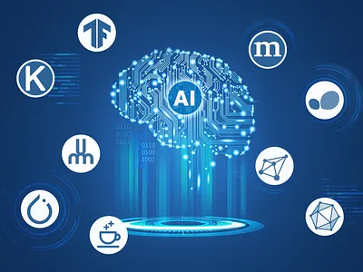 Choosing the Right AI Framework for Your App Development Project ai android branding design graphic design illustration ios logo mobile app mobile app development ui ux vector