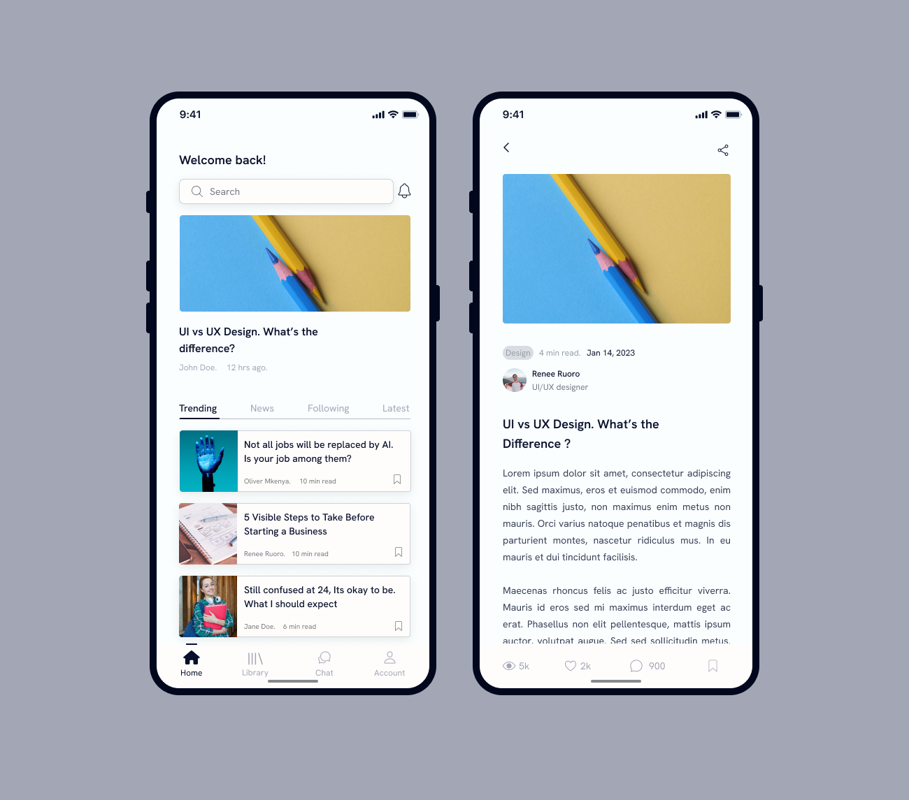 Blog post app design by Ruoro Irene on Dribbble