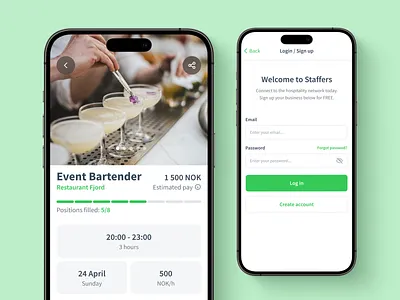 Staffers - Mobile app for Job Platform app app design clean design figma interface job login minimal mobile app platform portal shifts smartphone staff ui user experience user interface ux work