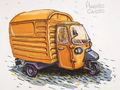 Piaggio cargo car illustration piaggio vehicle vokama