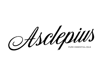 Asclepius — Pure Essential Oils branding calligraphy custom wordmark font hand lettering handmade identity lettering letters logo logotype text type typeface typography visual wordmark