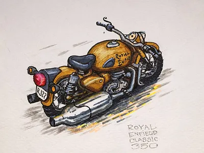 Royal Enfield bike illustration motorcycle royal enfield vokama