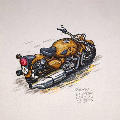 Royal Enfield bike illustration motorcycle royal enfield vokama
