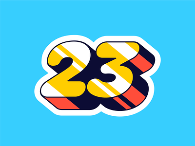 23 2023 blue branding design effect flat graphic design icon illustration logo number numbers orange shine shiny sticker stickers typography vector yellow