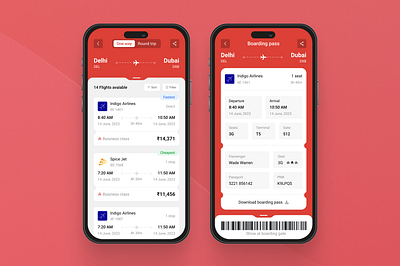 Flight Tickets Booking Mobile App brand identity branding clean ui flight booking app flight tickets good ui illustration mobile app mobile app design mobile screens red color red color ui typography ui ui design ui screens user experience ux vector