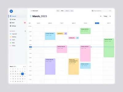 WeCraft - Week Calendar View appointment calendar daily routine dashboard design event product design saas ui uxui