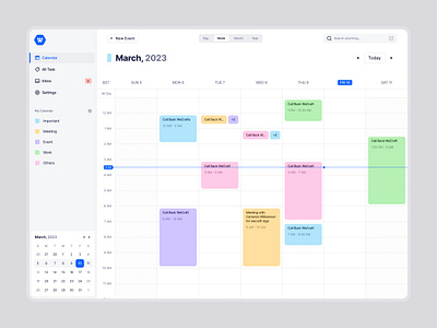 WeCraft - Week Calendar View appointment calendar daily routine dashboard design event product design saas ui uxui
