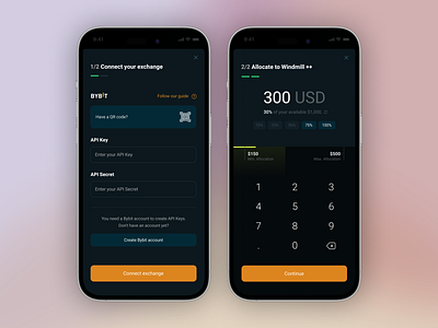 Subscribing to a trading strategy allocation app connection crypto design exchange figma interaction iphone ui ux