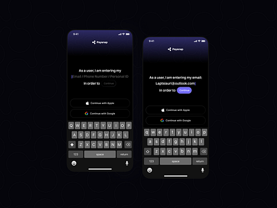Paysnap - Sign In Page app clean dark design flat log in login minimalistic mobile onboarding register registration sign in sign in form sign in page sign up signin signup ui user story