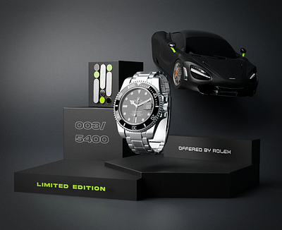 Product Composition (Rolex) 3d branding car composition design graphic graphic design luxury technology ui watch