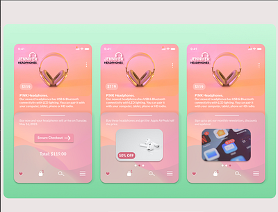 UI cards done in Figma #uidesign ui cards for jennifer headphones