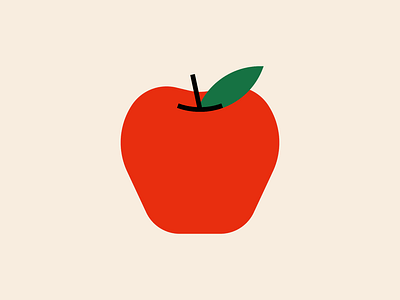 Apple apple flat fruit illustration leaf red