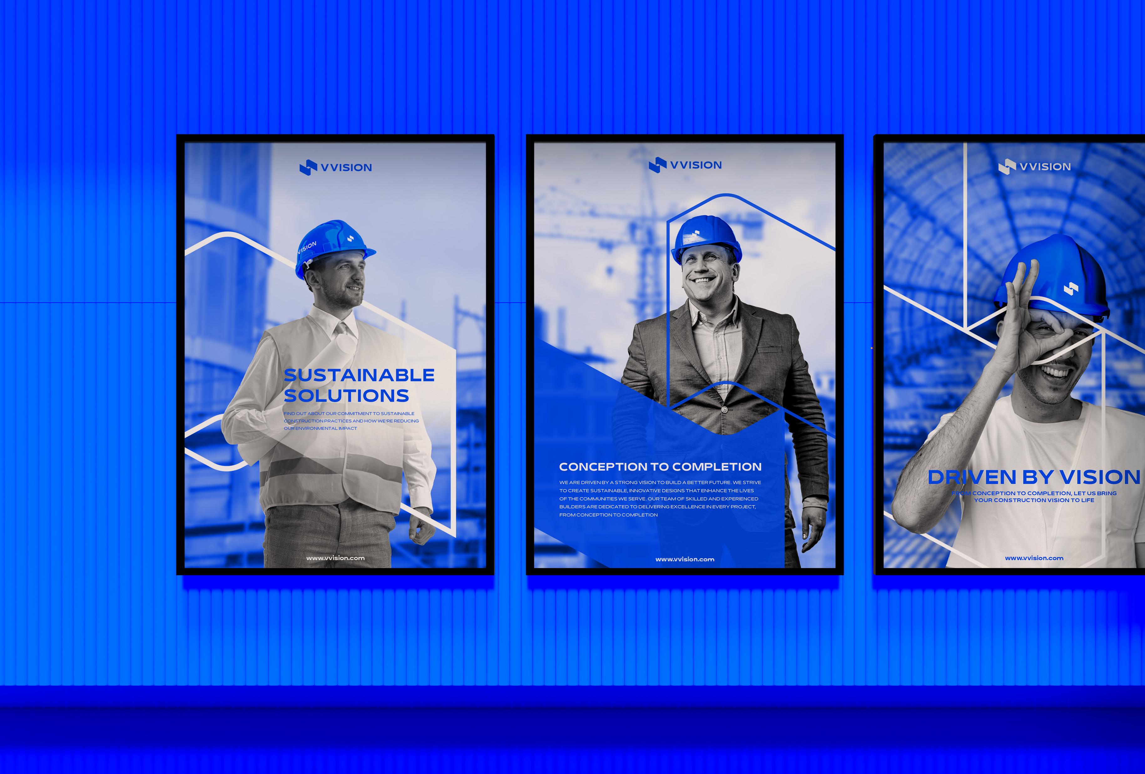 VVISION - Corporate Posters (Construction) affiches architecture brand brand identity branding business company construction corporate corporate identity engineering flyer graphic design industry logo mechanical poster posterdesign print real estate