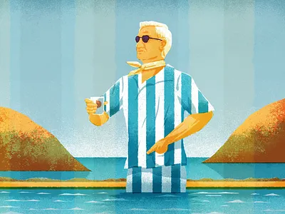 “Ladies and gentlemen, there’s been a murder" - Benoit Blanc adobe detective drink glass onion. illustration illustrator island movie murder muti photoshop scarf summer sunny vector