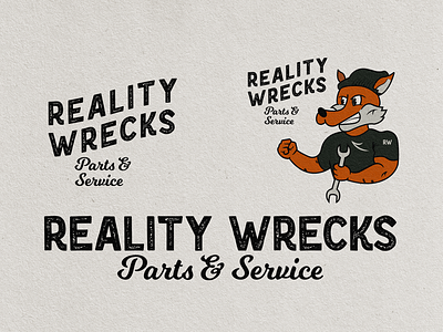 Reality Wrecks badge design fox illustration motorcycle racing