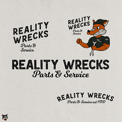 Reality Wrecks badge design fox illustration motorcycle racing