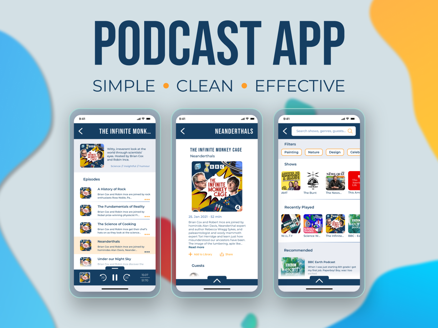 Podcast app design - Quick turnaround app application case design freelance graphic design interface mobile mockup podcast product product design study ui user user interface ux