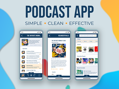 Podcast app design - Quick turnaround app application case design freelance graphic design interface mobile mockup podcast product product design study ui user user interface ux