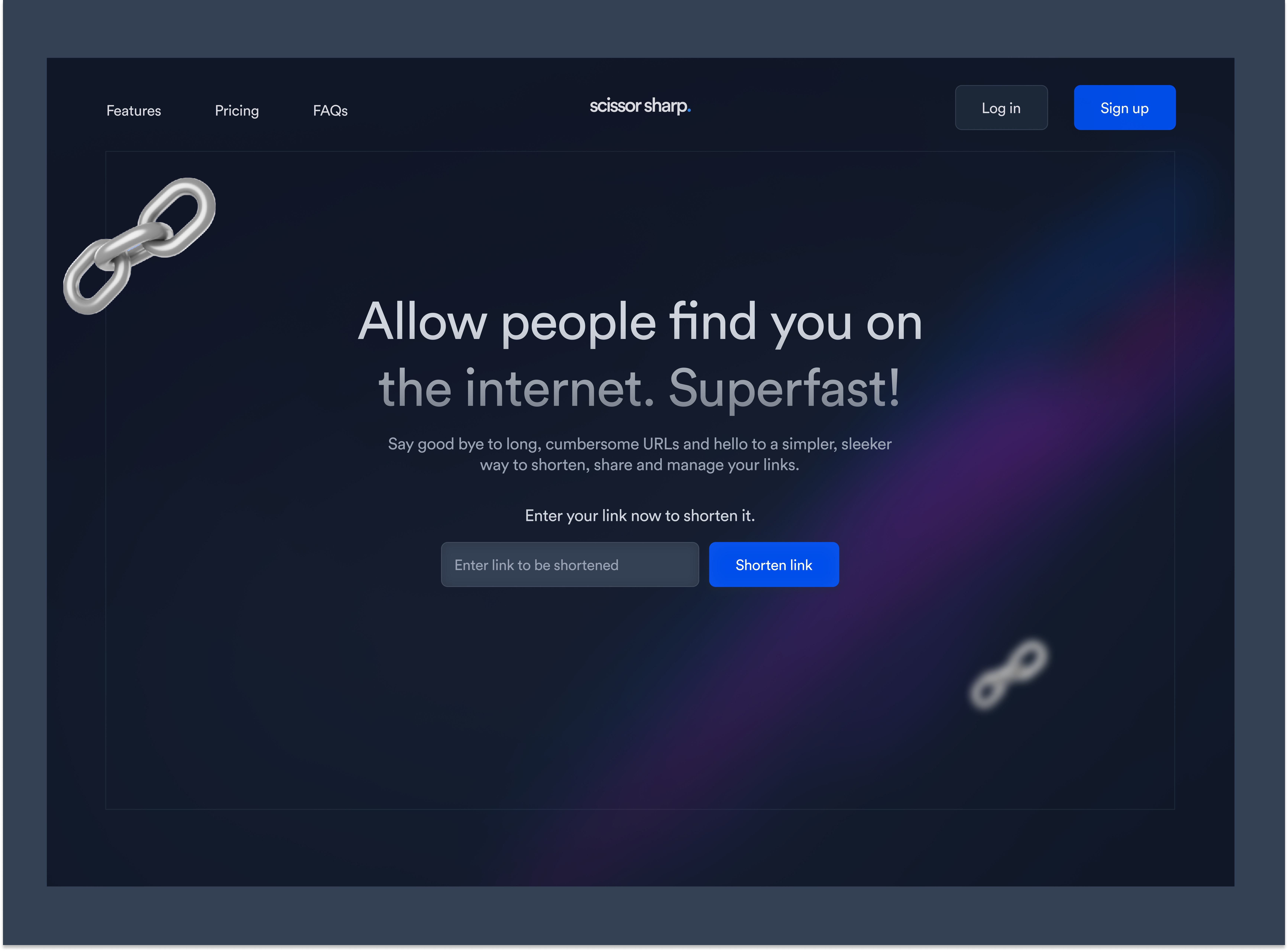 hero section for a link shortener website dark mode design figma landing page link ui ui design ux