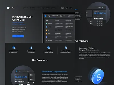 Coin Depo VIP client binance branding btc clean design crypto eth finance illustration invest landingpage logo services simple solution ui usdt user experience ux webdesign