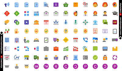 Flat Color Business Icons business business icons colorful colorful icons company design flat flat icons free free icons graphic design icons social social icons ui vector vector icons