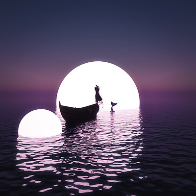 Disenchantment 35mm 80s blender cinema4d glow moon neon pink purple render surrealism water