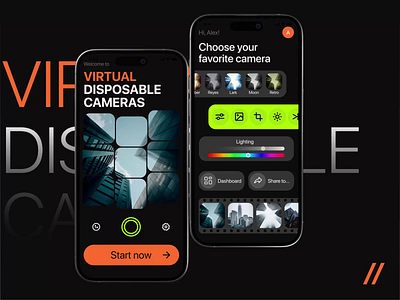 Virtual Disposable Camera App (iOS, Android) animation app branding design graphic design illustration logo typography ui ux vector