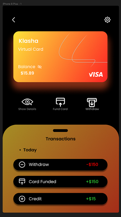 Credit Card Page UI Design app design ui ux