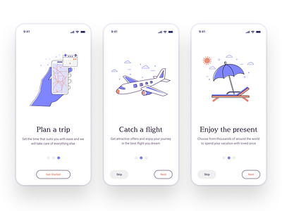 Travel App illustration doodle flat illustration lineart onboarding purple travel app trip ui vacation vector violet