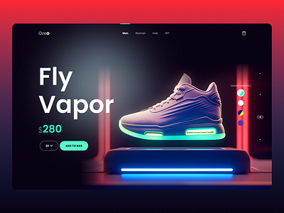 Sneakers website design ecommerce gradient home homepage landing landingpage neon nft nike ui ux uxui webdesign website