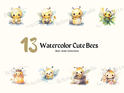 Watercolor Cute Bees bees png watercolor watercolor cute bees
