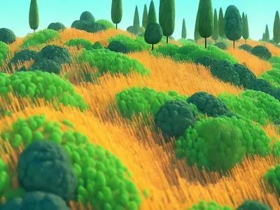 Trudging Through 3d illustration diligence environment design environment illustration grass illustration landscape design landscape illustration matte painting nature illustration plants stuart wade trees