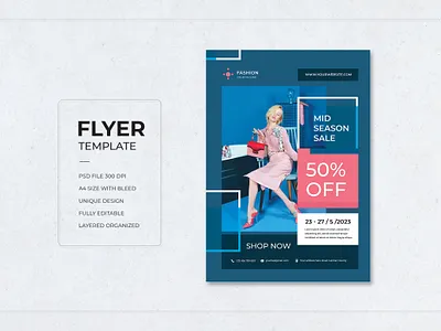 A poster for a mid season 50 % off promotion