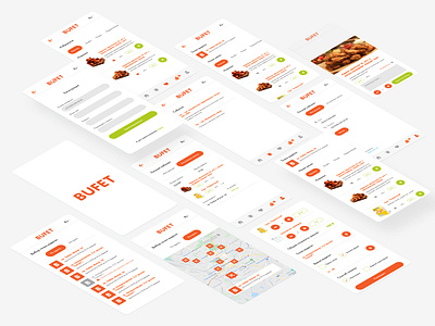 "Buffet" food delivery application app application branding design food food delivery orange ui ux