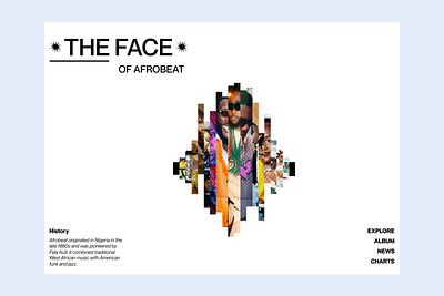 Face of Afrobeat website UI afrobeat design hero section minimalist website typography ui ux
