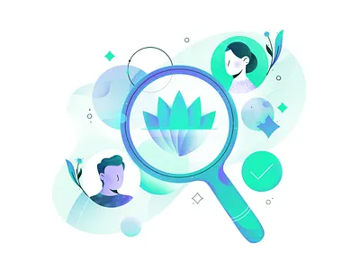 Headhunting art character design flat gradient headhunting icons illustration illustrator magnifying vector