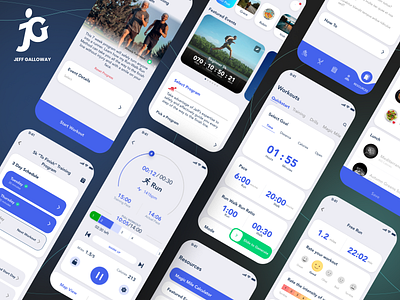 Jeff Galloway | Run Walk Run Mobile App Design design exercise fitness logo marathon mobile app design runnerapp running ui ux