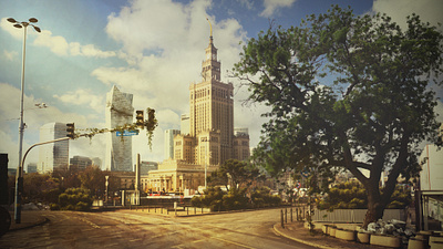 Post-apocalyptic Warsaw adobe photoshop city fotomontage post apocalyptic