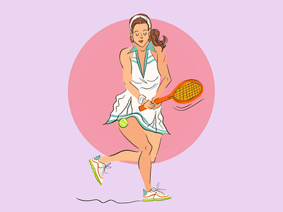 Tennis Girl 40 love 70s 80s character drawing illustration linework retro tennis tennis players tennis woman