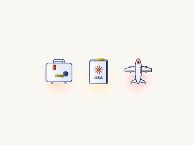 Travel Icons branding design gradient graphic design icon iconography illustration logo minimal passport plane suitcase travel vector