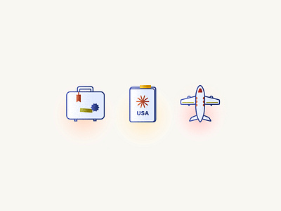 Travel Icons branding design gradient graphic design icon iconography illustration logo minimal passport plane suitcase travel vector