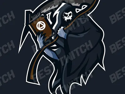 Grim Reaper Horror mascot gaming logo twitch YouTube discord log