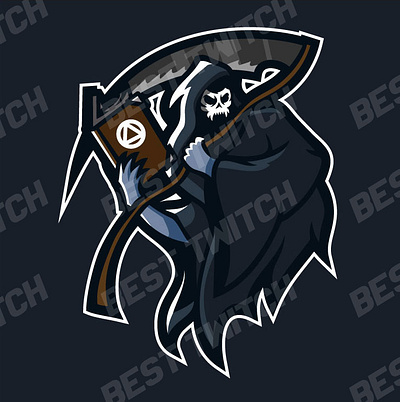 Grim Reaper Horror mascot gaming logo twitch YouTube discord log