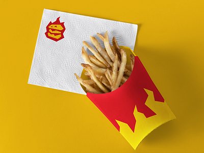 Hot Burger brandidentity branding fast food flat french fries icon identity illustration inspiration logo potato simple vector