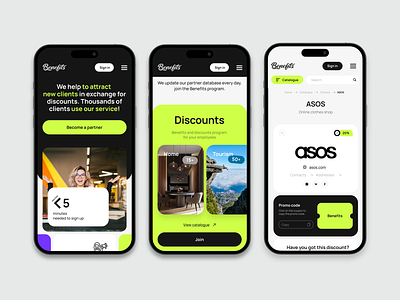 Benefits — Website Mobile Version branding coupons design discounts homepage identity mobile version sharing top website ui ui design ux webdesign