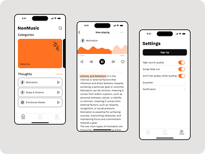 Music and Podcasts app (iOS) app appdesign ios iosdesign mobile mobileapp mobiledesign mobileux music playlist podcasts settings ui userexperience userinterface ux