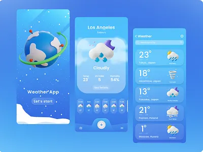 Weather Apps Exploration 3d app design design ui design website graphic design illustration typography ui ux weather web design