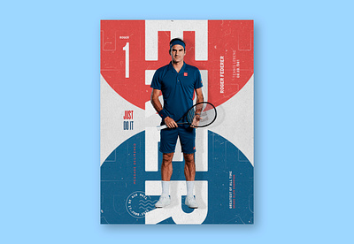 Roger Federer Sport Poster 02 blue design editorial editorial design federer graphic design old photoshop poster psd roger federer scratch sports design